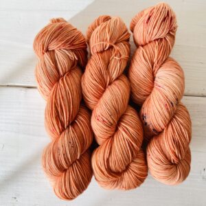 テラコッタオレンジの手染め毛糸のカセ全体